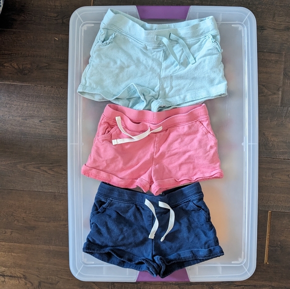 Bundle of 3 Carter's Girls 4T Drawstring Shorts with Pockets, Pink Blue Navy - Picture 1 of 1